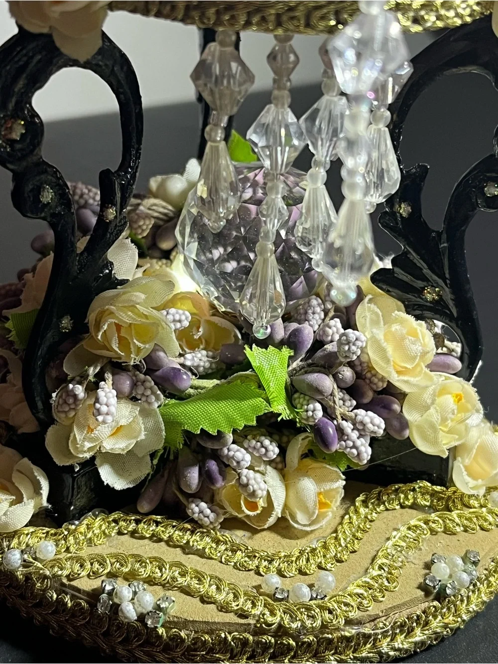 Handcrafted Gold and Pastel Floral Egg Holiday Decor